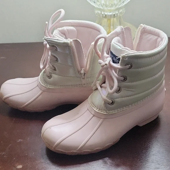 Sperry Light Pink and Cream Kids Boots - Picture 2 of 4